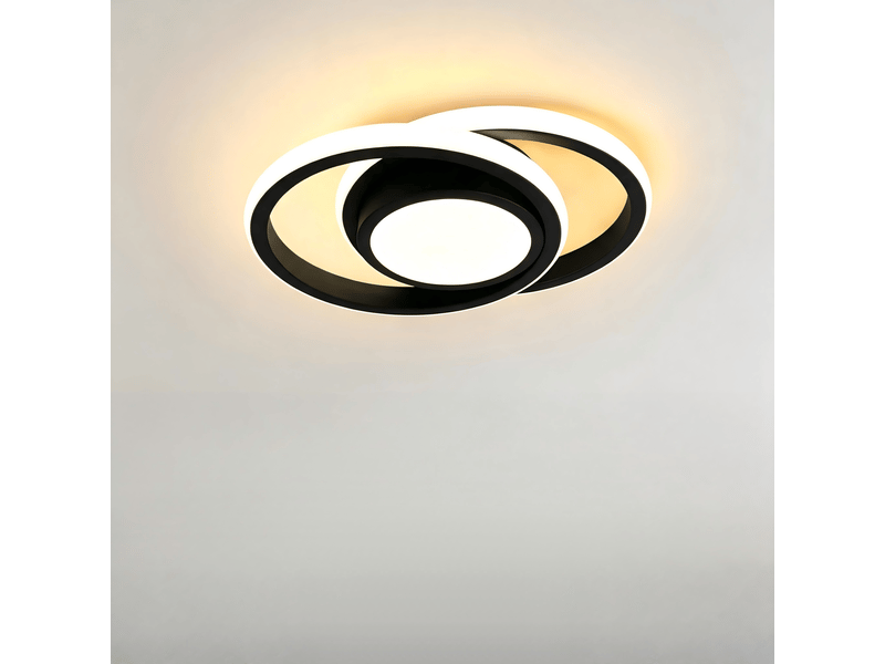  Plafonnier led rond et moderne noir, 24 w, blanc naturel (4000 k) – convient pour chambre, salon, cuisine, hall (diamètre de 30 cm)  - Conforama A