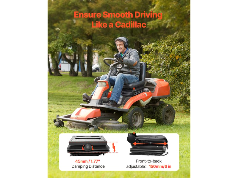 Vevor kit suspension de siege de chariot elevateur universel, 49x42x15 cm, suspension de siege de tracteur avec cache-poussiere, reglable de lavant vers larriere 150 mm, pour chargeur, tondeuse - Conforama B