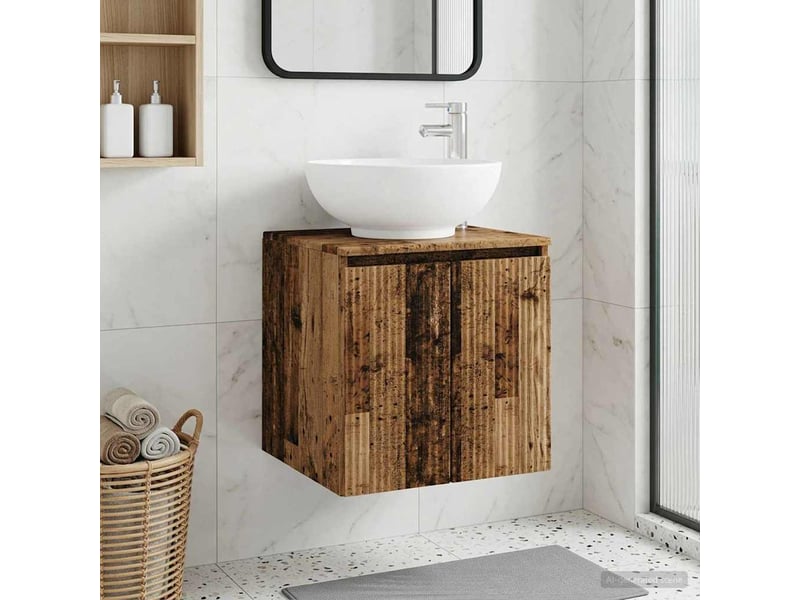 Vanité de lavabo mural, meuble de rangement bois ancien 49.5x44.5x65 cm shl6313 - Conforama B