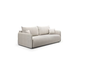 Canapé droit convertible 4 places Tissu beige avec coffre de rangement