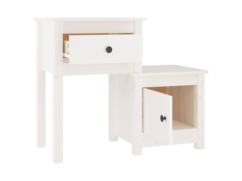  Table de chevet - cabinet de chevet - table de nuit blanc 79,5x38x65,5 cm bois de pin massif  - Conforama B