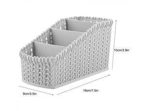 Organisateur de cosmétiques pour comptoir de salle de bain tondeuses à cheveux, boîte de rangement de bureau en rotin multi-grilles