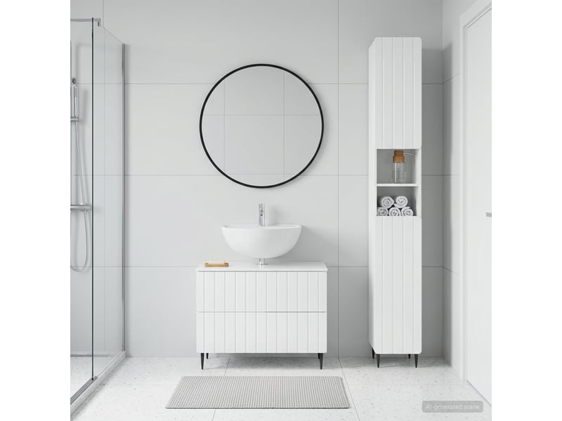  Ensemble de 2 meubles de salle de bain zwolle blanc brillant cf63222  - Conforama B
