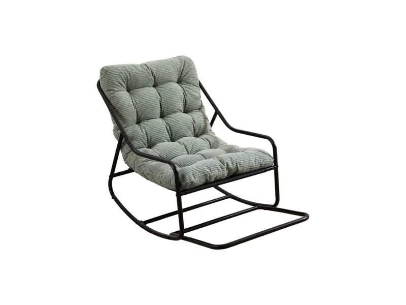  Fauteuil à bascule extérieur,75x116x82 cm,avec coussin,acier,noir et vert clair  - Conforama A