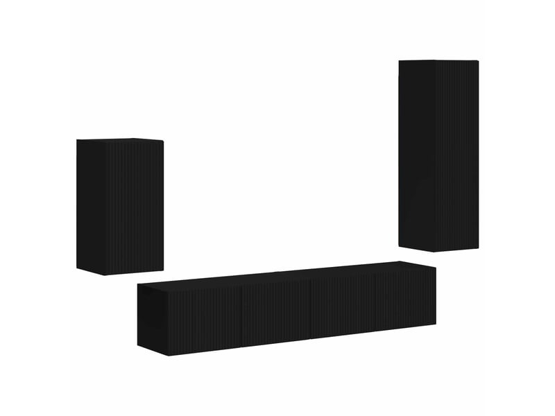  Ensemble meuble tv - banc tv - meuble de rangement 4 pcs noir bois d'ingénierie  - Conforama A