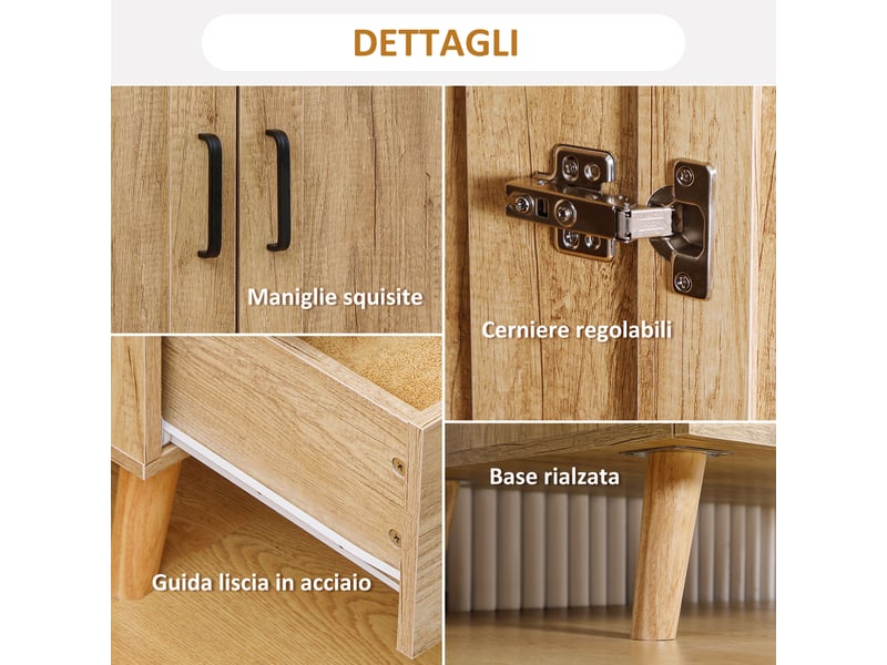  Armoire 2 portes avec 2 tiroirs et penderie, 80 x 54 x 180 cm, en bois  - Conforama E