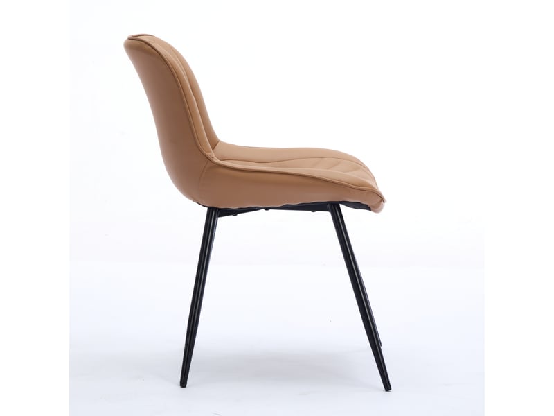 Lot de 2 chaises de salle à manger - 50x47x77cm - chaises capitonnées en tissu rembourré pieds métal noir - marron - Conforama D
