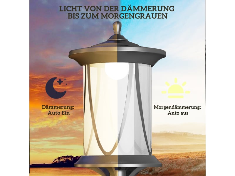  Lampadaire solaire de jardin led,meulva,17x17x127 cm,détecteur de luminosité,abs,noir  - Conforama D