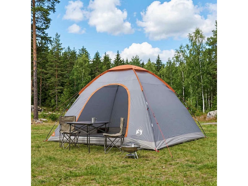 Tente de camping 6 personne gris et orange - Conforama B