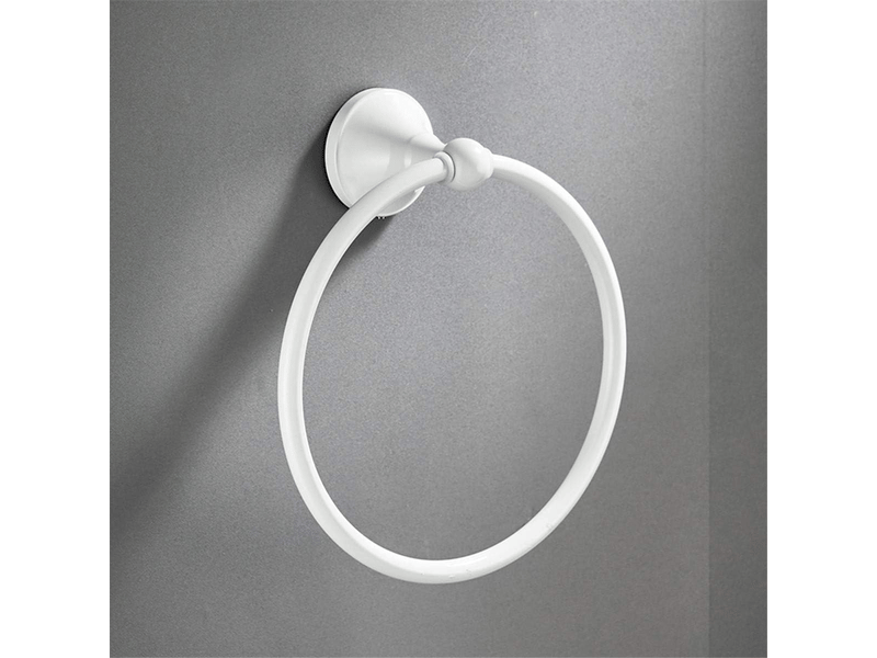  Anneau porte-serviette rond en laiton pour porte-serviette de salle de bain serviette de bain suspendu fixé au mur, blanc  - Conforama C