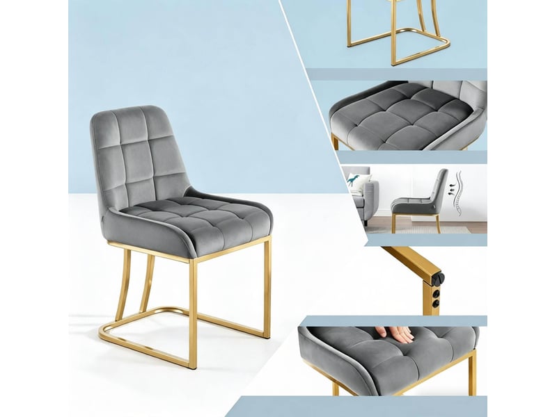  Lot de 2 chaises de salle à manger 45x39x84 cm dossier courbé métal gris foncé  - Conforama C
