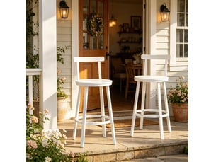 tabouret de bar <strong>HAVRYA</strong> - blanc hauteur d'assise 65 cm vendu Par paire