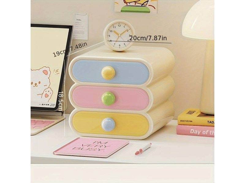  Boîte de rangement pastel non toxique avec tiroir - pour vanité, bureau ou salle de bain  - Conforama B