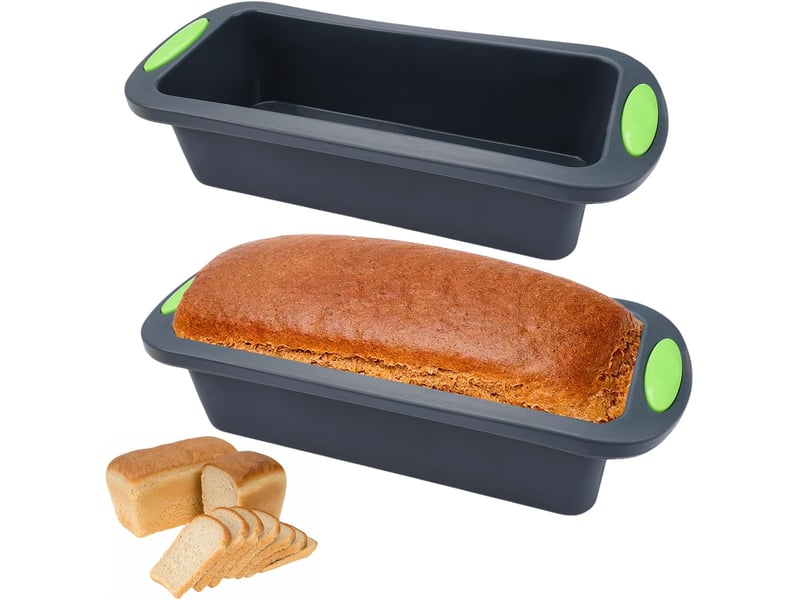 2 pièces moule a cake silicone,28x12x6.5cm moule à pain en silicone,moules à pain en silicone,antiadhésif moules rectangulaire pour gâteaux,pain fait - Conforama A
