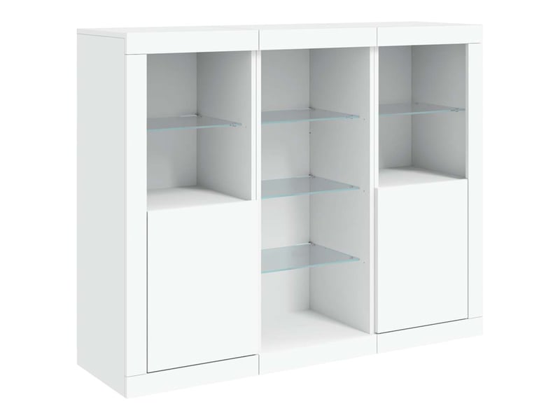  Buffets avec lumières led 3 pcs - bahut - meuble de rangement blanc bois d'ingénierie  - Conforama E