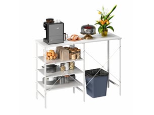 Desserte de cuisine modulable avec 3 étagères ouvertes et pieds réglables en mdf et métal blanc 120 × 40 × 85,5 cm