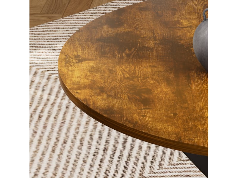 Table ronde 90 cm pour 1 à 4 personnes, table de cuisine compacte avec pieds métalliques stables, idéale pour salle à manger ou salon, marron vintage et noir  - Conforama E