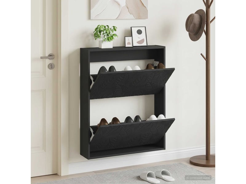  Meuble à chaussures mural, armoire à chaussures delft 71x17x86 cm noir  - Conforama B