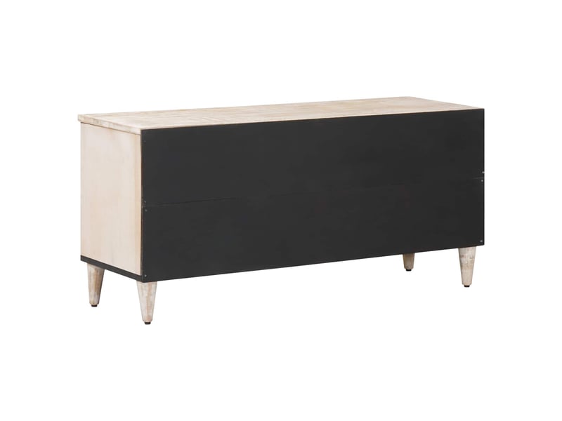 Meuble tv - banc tv - meuble de rangement blanc 100 x 33,5 x 46 cm bois de mangue massif  - Conforama E