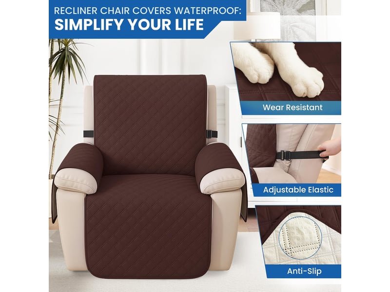  Housse imperméable pour fauteuil inclinable – protection de canapé résistante aux taches – lavable – pour fauteuil de massage une place – marron  - Conforama D