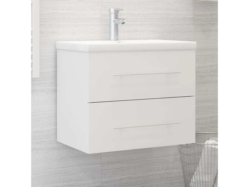  Armoire d'évier avec lavabo intégré blanc aggloméré shl1940  - Conforama B