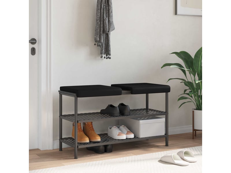  Lot de 2 coussins de banc, coussins d'assise, coussins pour chaisecanapé simili cuir noir profondeur 35 cm cf52494  - Conforama B