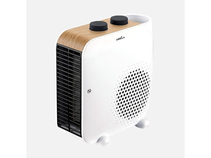  Chauffage soufflant ABRILA Trail 2000 W blanc et hêtre, horizontal ou vertical, 2 puissances, thermostat réglable et poignée 279922068 - Conforama A