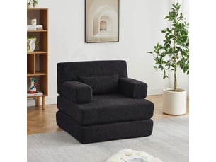 Canapé droit relax manuel 1 place Tissu noir