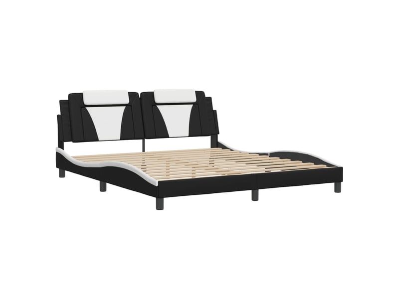 Lit double- lit adulte - cadre de lit viana avec led sans matelas noir et blanc 180x200 cm - Conforama B