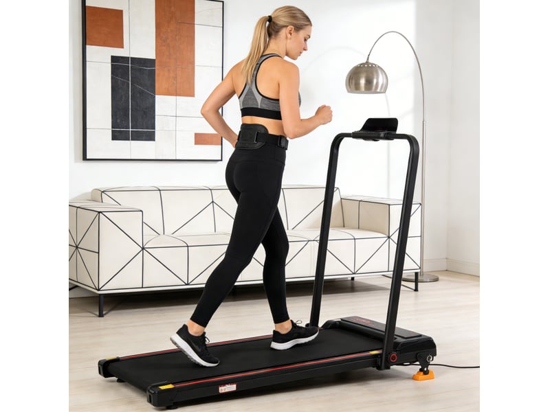  Tapis de course électrique pliable 107 x 56,9 x 88,8 cm noir, plastique et acier, avec app et affichage led  - Conforama B