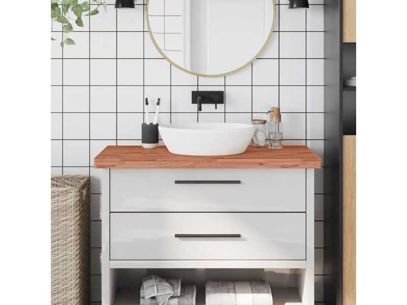 Comptoir de salle de bain, plan de travail 100x50x4 cm bois massif de hêtre cf65706 - Conforama B