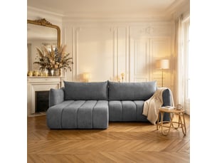 Canapé d'angle convertible polyvalent flo, tissu mela gris (30)