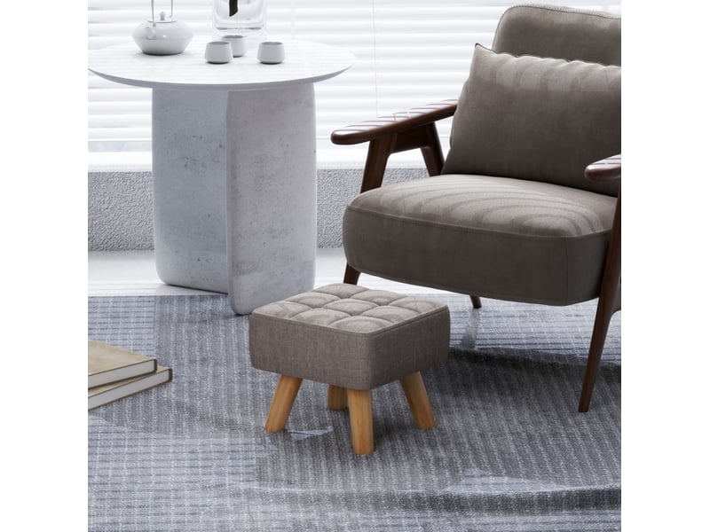  Pouf 27x27x26 cm avec pieds en bois gris  - Conforama B