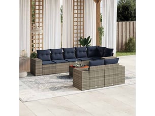 Vidaxl ensemble de canapé de jardin 9 pcs avec coussins gris résine tressée