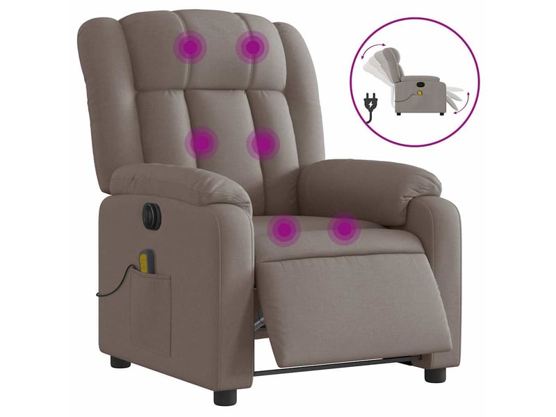 Fauteuil de massage inclinable électrique, fauteuil relax taupe tissu shl93696 - Conforama A
