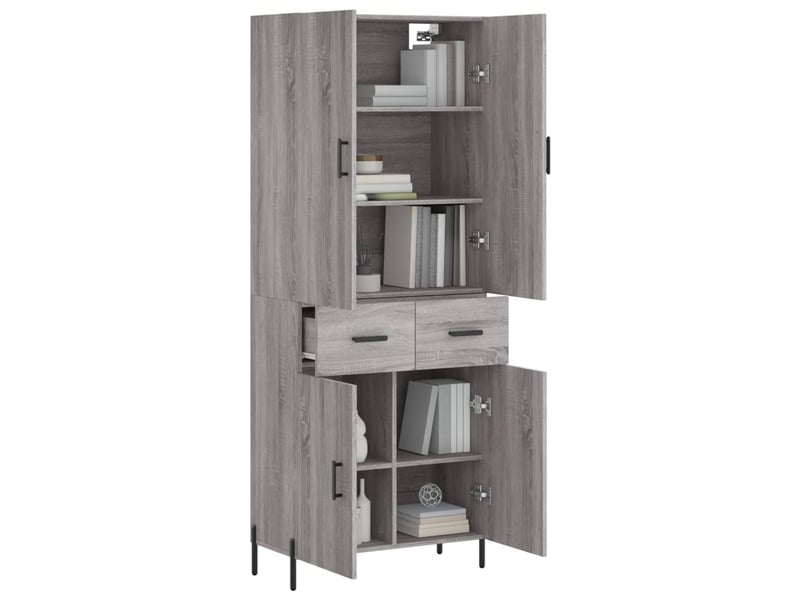  Buffet haut - bahut - meuble de rangement sonoma gris 69,5x34x180 cm bois d'ingénierie  - Conforama C