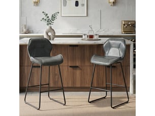 Lot de 2 tabourets de bar,48,5x47x91,5 cm,avec dossier,similicuir,gris
