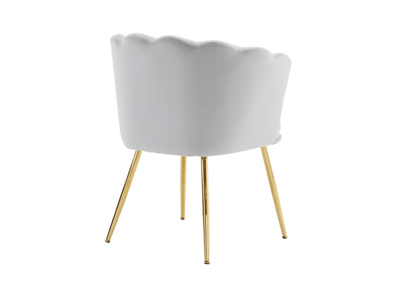 Lot de 2 fauteuils modernes en velours, dossier pétale, pieds métal doré et coussins papillon - Conforama D