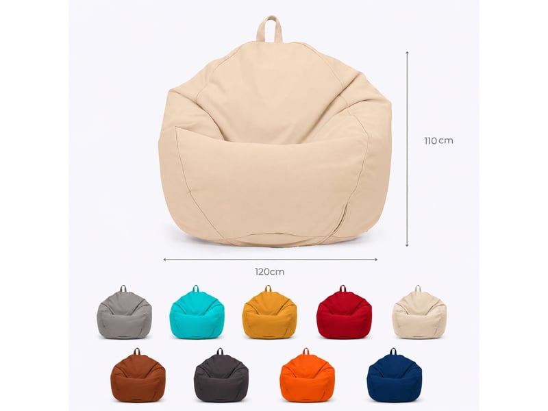  Pouf poire xl 110x120 beige - déhoussable &amp; imperméable (garni billes)  - Conforama E