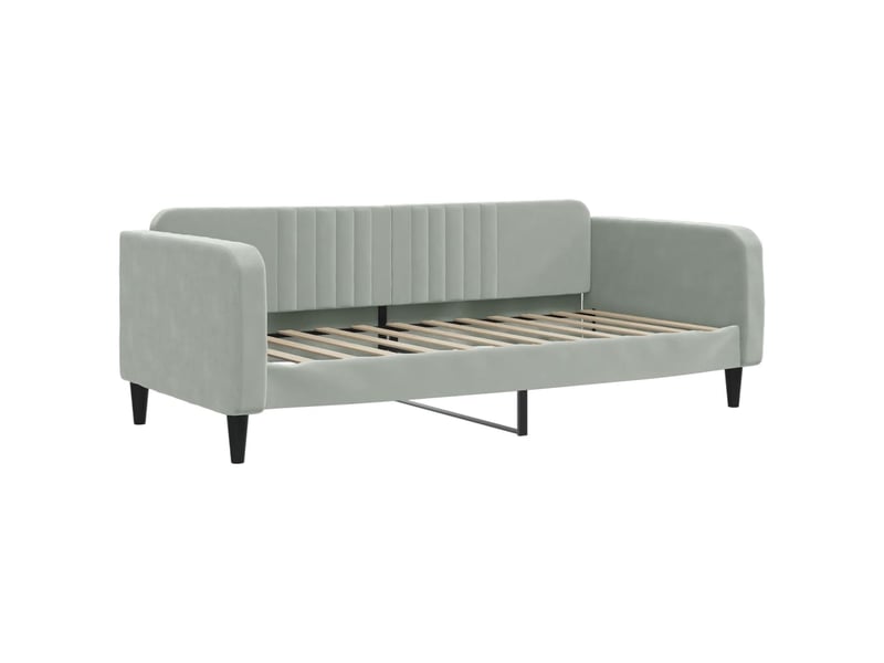  Lit simple- lit adulte -  lit de repos sans matelas gris clair 100x200 cm velours  - Conforama A
