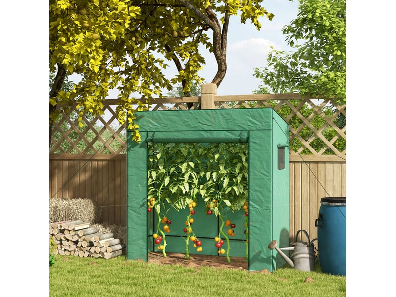  Serre d'extérieur avec fenêtres en filet et porte zippée pour la culture de plantes et de fleurs, 196 x 77 x 197 cm, verte  - Conforama D
