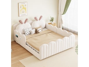 Lit mezzanine 140x200 cm <strong></strong> <strong></strong> coloris beige
