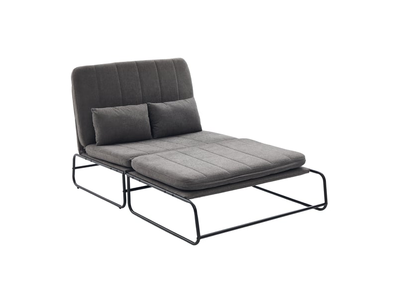  Canapé convertible 2 places gris chenille, structure métal, poches latérales  - Conforama D