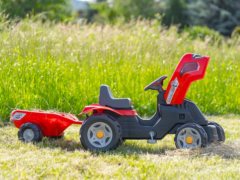  Tracteur enfant terra maxx rouge avec remorque 2 à 6 ans - falk  - Conforama C