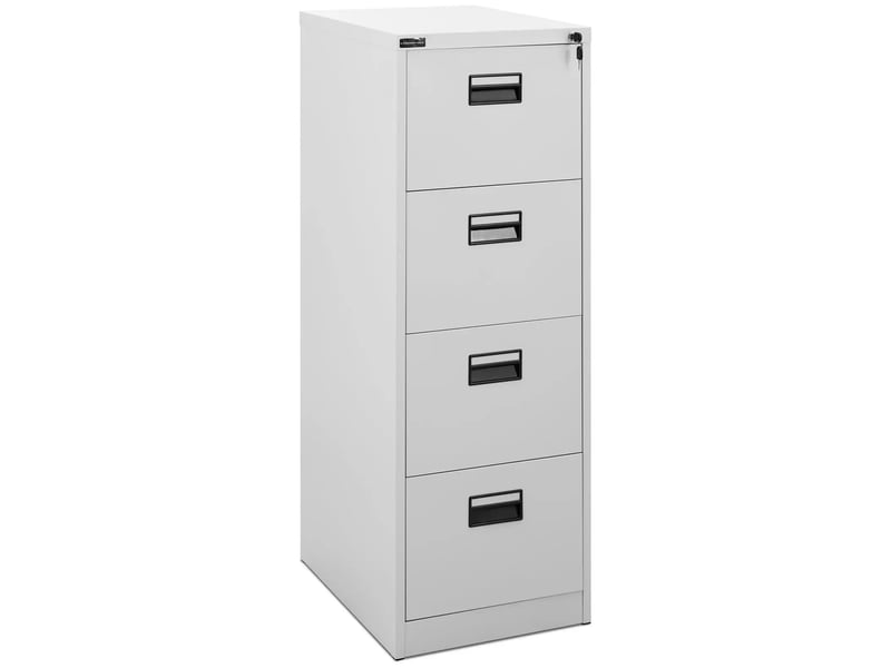  Caisson de bureau verrouillable 132 cm 4 tiroirs tôle d'acier laminé à froid gris 14_0008510  - Conforama A