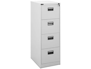 Caisson de bureau verrouillable 132 cm 4 tiroirs tôle d'acier laminé à froid gris 14_0008510