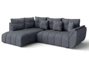 Canapé d'angle réversible convertible <strong>AX LIVING </strong> <strong>Corleone</strong> 4 places Velours gris avec coffre de rangement
