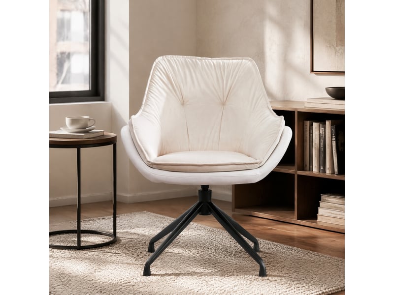  Fauteuil de bureau,67,5x66x80 cm,pivotant à 360°,similicuir,beige  - Conforama B