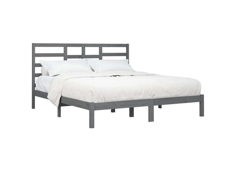 Lit double- lit adulte - cadre de lit sans matelas bois massif gris 200x200 cm - Conforama B