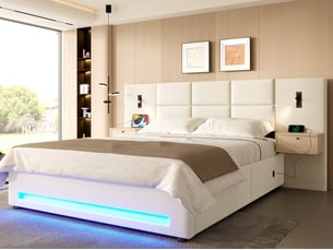 Lit coffre 160x200 cm LEYTN   coloris beige